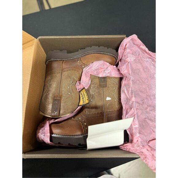 New Ariat Gembaby Distressed Brown Copper Metallic Western Boots 7.5 - Picture 1 of 7